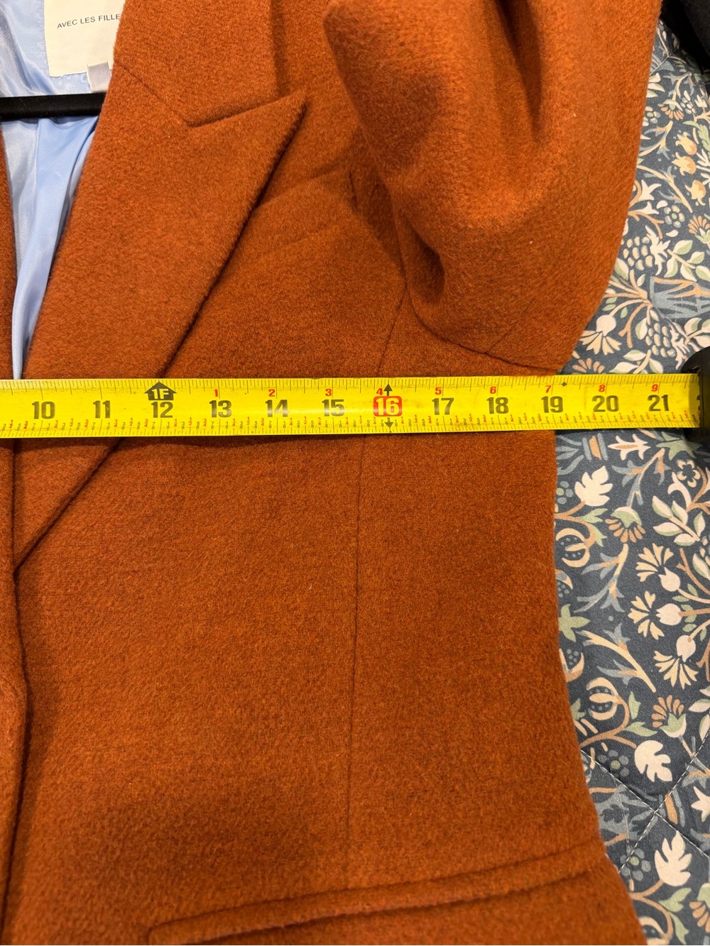 Avec Les Filles Rust Wool-Blend Long Trench Coat - Picture 7 of 7